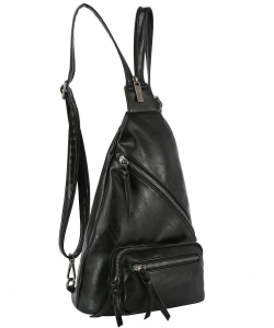 Fashion Convertible Sling Bag Backpack JNM-0112 BLACK